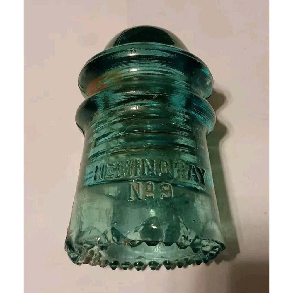 Vintage Hemingray-99Heavy Glass Electric Insulator Blue Paperweight USA Yr.1893